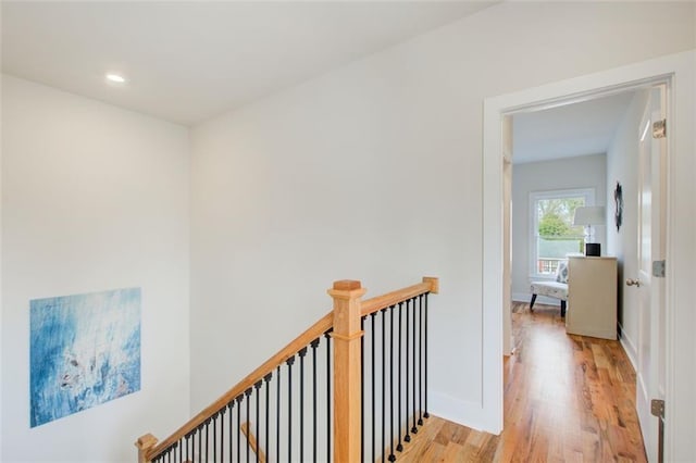 1240 Oakland Ter SW Unit B, Atlanta, GA 30310 - hall featuring light wood-style flooring, baseboards, an upstairs landing, and recessed lighting
