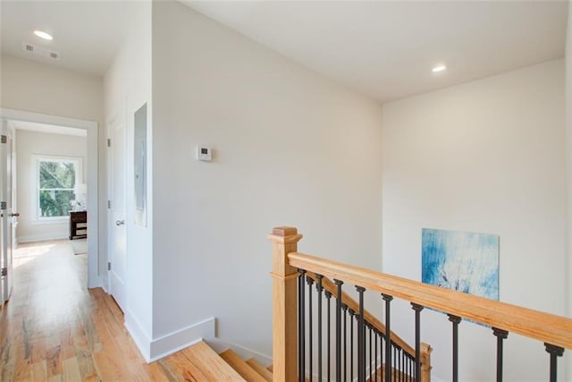 1240 Oakland Ter SW Unit B, Atlanta, GA 30310 - corridor with an upstairs landing, recessed lighting, baseboards, visible vents, and wood finished floors