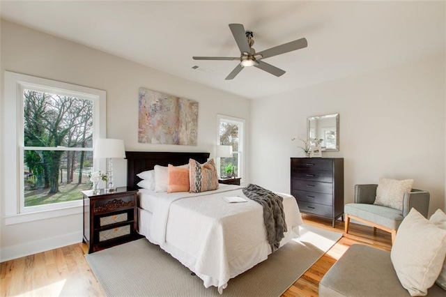 1240 Oakland Ter SW Unit B, Atlanta, GA 30310 - bedroom with baseboards, ceiling fan, visible vents, and light wood finished floors