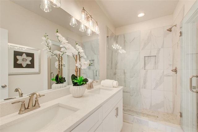 1240 Oakland Ter SW Unit B, Atlanta, GA 30310 - bathroom with a shower stall, double vanity, and a sink