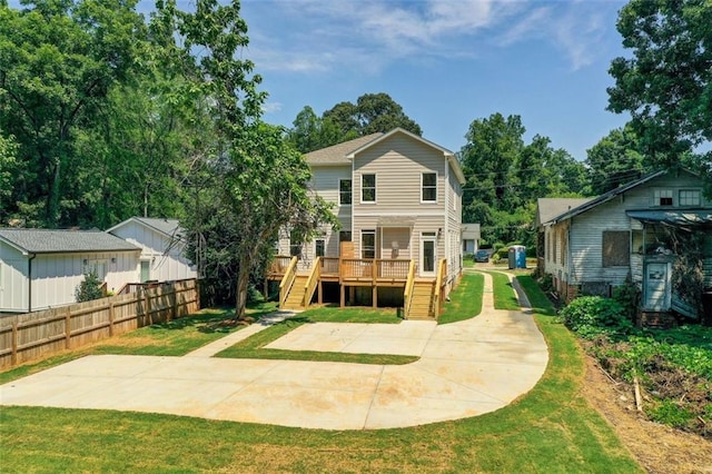 1240 Oakland Ter SW Unit B, Atlanta, GA 30310 - back of house featuring fence, a wooden deck, a patio, stairway, and a lawn