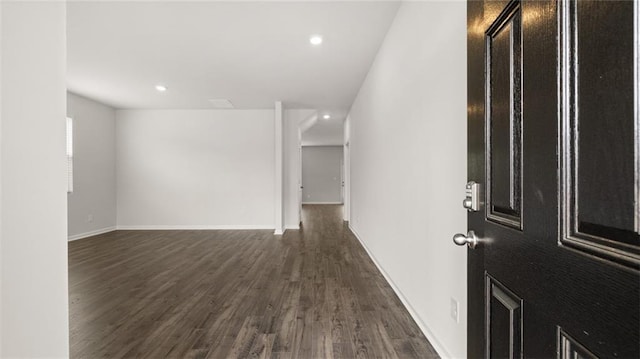 interior space with dark hardwood / wood-style flooring