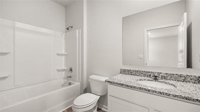 full bathroom featuring vanity, toilet, and shower / tub combination