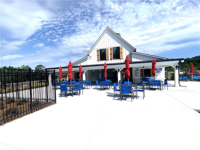 1141 Kingston Ave, Buckhead, GA 30625 - back of house with board and batten siding and outdoor dining space