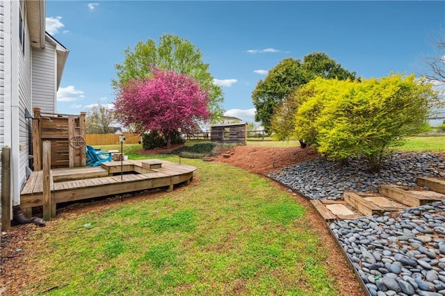 8450 Jot Em Down Rd, Gainesville, GA 30506 - view of yard featuring a wooden deck and fence