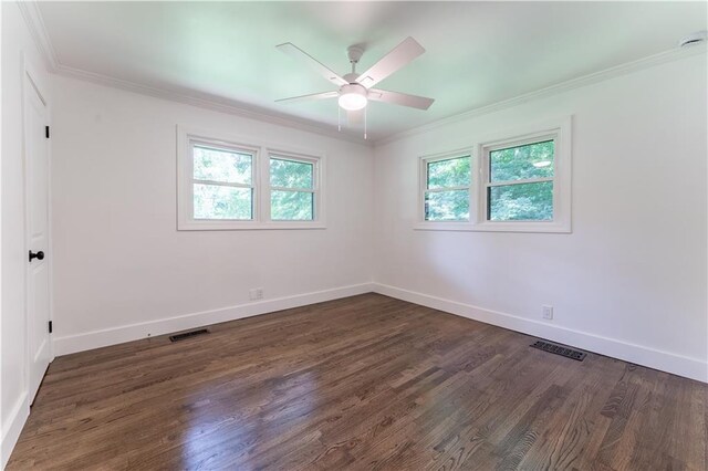 3620 W Lawrenceville St, Duluth, GA 30096 - unfurnished room with dark wood-type flooring, crown molding, and ceiling fan