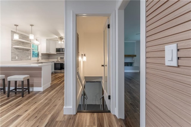 3620 W Lawrenceville St, Duluth, GA 30096 - corridor with light wood-style floors and a sink