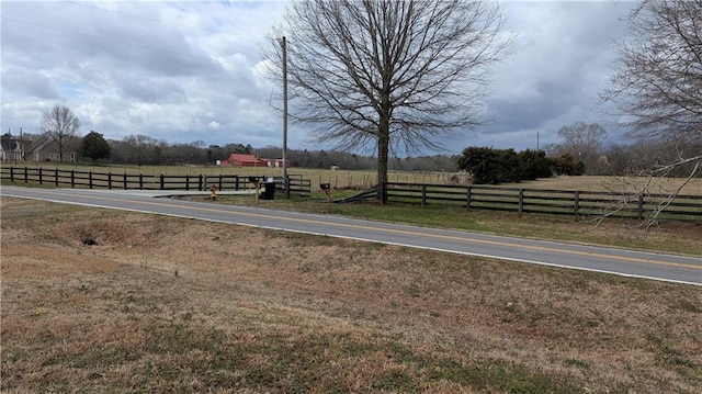 view of road with a rural view