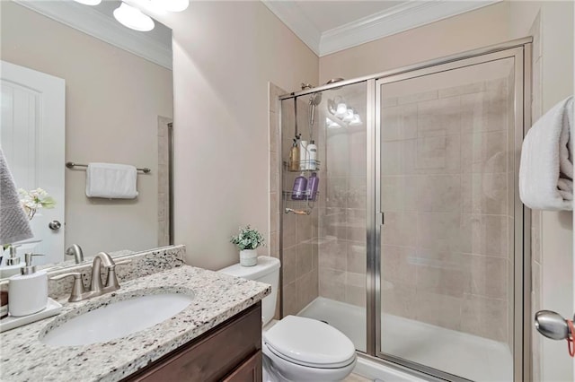 4708 Tiger Blvd, Duluth, GA 30096 - full bath with crown molding, vanity, a shower stall, and toilet