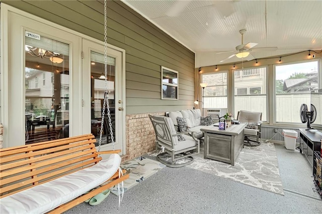 4708 Tiger Blvd, Duluth, GA 30096 - sunroom / solarium featuring an outdoor hangout area, ceiling fan, and cooling unit