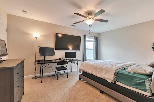 4708 Tiger Blvd, Duluth, GA 30096 - bedroom with light carpet, baseboards, and a ceiling fan