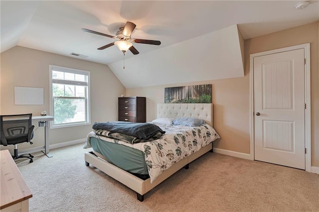 4708 Tiger Blvd, Duluth, GA 30096 - bedroom featuring carpet flooring, vaulted ceiling, baseboards, and ceiling fan