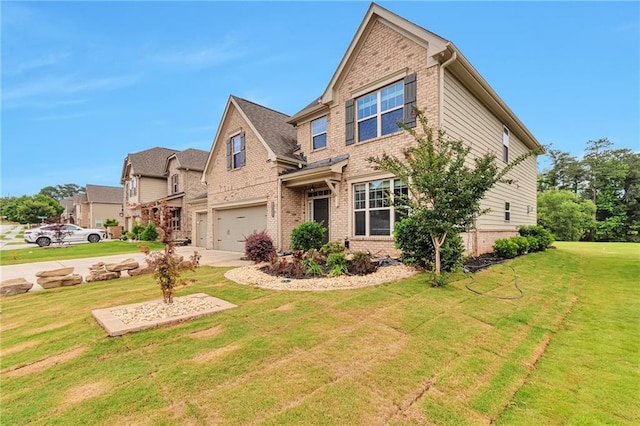 4708 Tiger Blvd, Duluth, GA 30096 - craftsman inspired home with brick siding, an attached garage, a front yard, and driveway