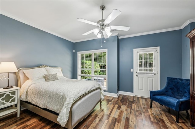 3150 Stonewyck Pl, Decatur, GA 30033 - bedroom featuring wood finished floors, crown molding, baseboards, and a ceiling fan