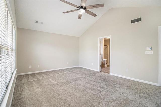 3710 Ridgefair Dr, Cumming, GA 30040 - carpeted spare room featuring ceiling fan and high vaulted ceiling