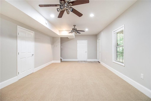 3710 Ridgefair Dr, Cumming, GA 30040 - unfurnished bedroom featuring light carpet, recessed lighting, and ceiling fan