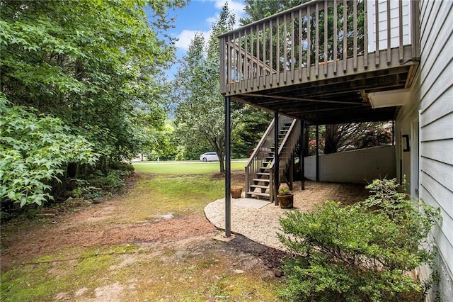 3710 Ridgefair Dr, Cumming, GA 30040 - view of yard featuring a deck and stairs