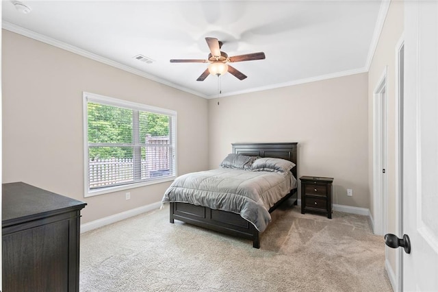 3875 Valley View Ct, Gainesville, GA 30501 - bedroom with crown molding, light carpet, baseboards, and a ceiling fan