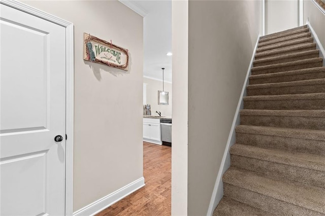 3875 Valley View Ct, Gainesville, GA 30501 - stairway featuring wood finished floors and baseboards