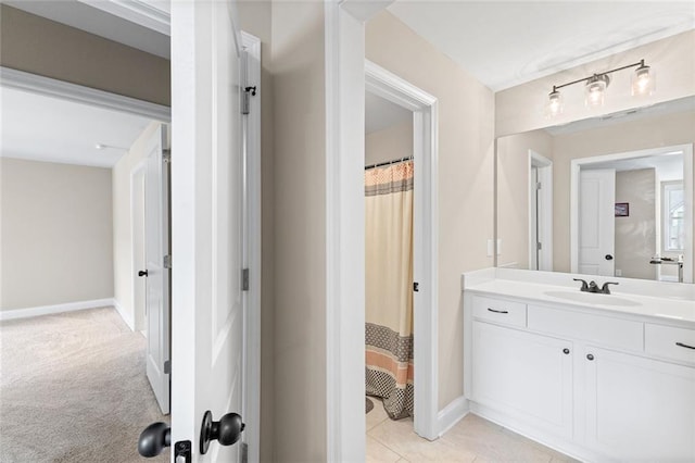 3875 Valley View Ct, Gainesville, GA 30501 - full bath featuring vanity, baseboards, and tile patterned floors