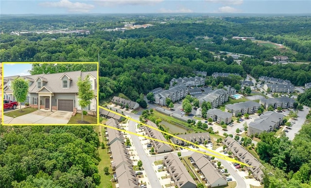 3875 Valley View Ct, Gainesville, GA 30501 - aerial perspective of suburban area with property parcel outlined and a heavily wooded area