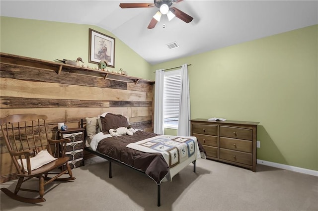 1267 Castleberry Dr, Buford, GA 30518 - bedroom featuring lofted ceiling, a ceiling fan, carpet, and baseboards