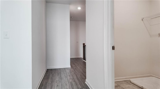 hallway with light wood-type flooring