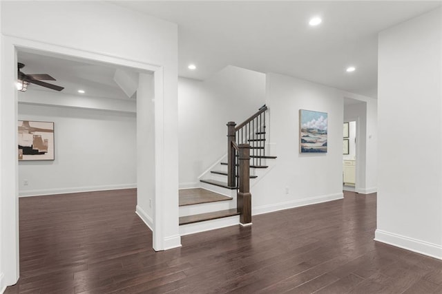 interior space with recessed lighting and wood finished floors