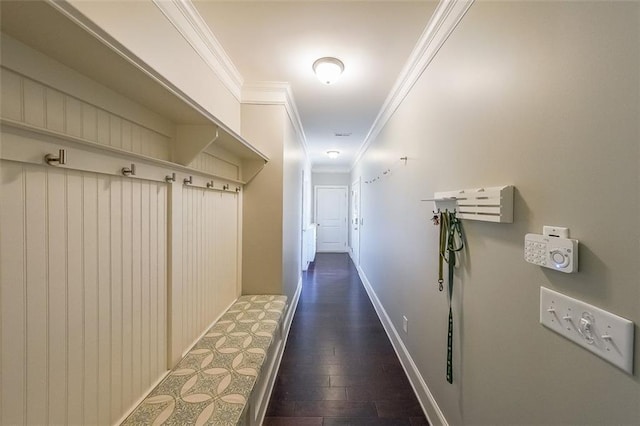 265 Enfield Ln, Mcdonough, GA 30252 - mudroom with crown molding and dark wood finished floors