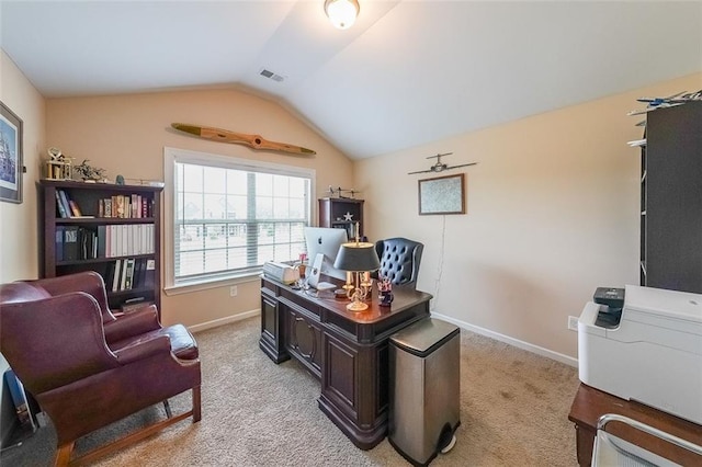 265 Enfield Ln, Mcdonough, GA 30252 - office space featuring lofted ceiling, baseboards, and light carpet