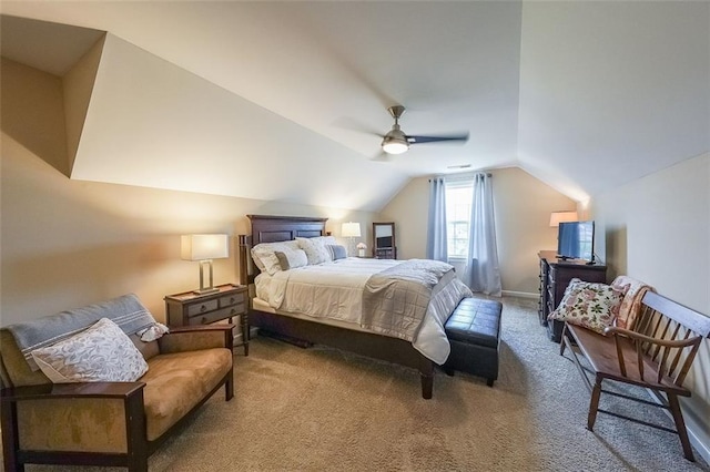 265 Enfield Ln, Mcdonough, GA 30252 - bedroom with carpet floors, vaulted ceiling, and a ceiling fan
