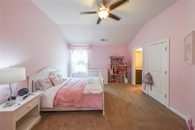 265 Enfield Ln, Mcdonough, GA 30252 - bedroom featuring lofted ceiling, light carpet, and a ceiling fan