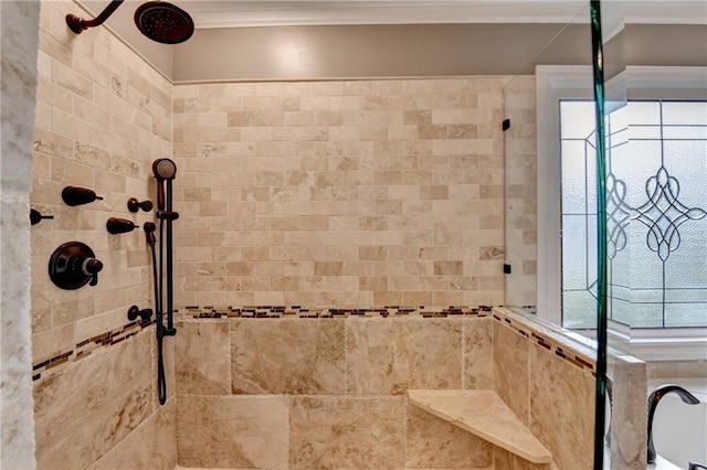 10020 Normandy Ln, Suwanee, GA 30024 - full bath featuring a tile shower and crown molding