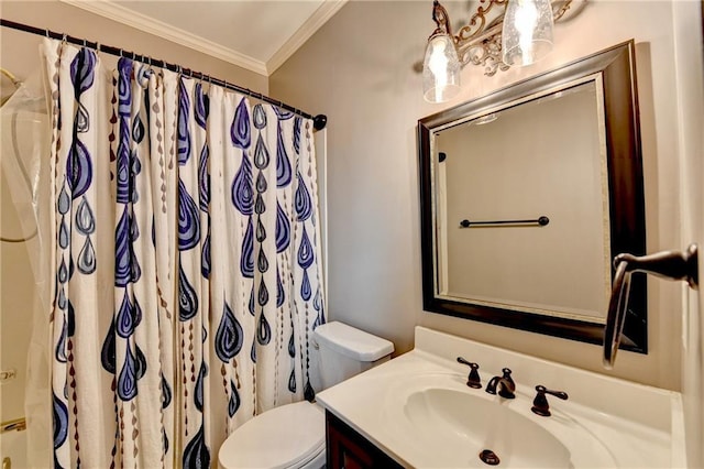 10020 Normandy Ln, Suwanee, GA 30024 - bathroom with ornamental molding, vanity, and a shower with curtain