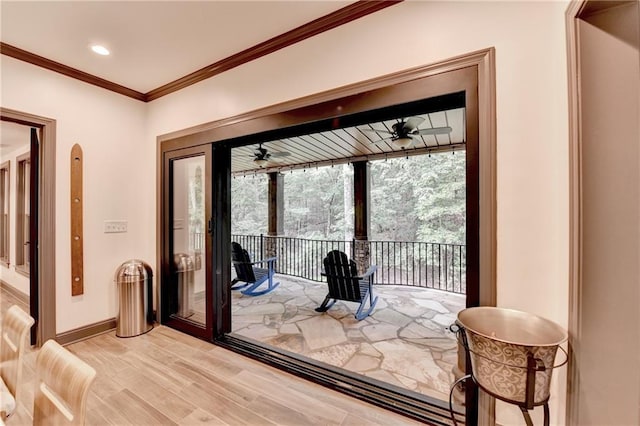 10020 Normandy Ln, Suwanee, GA 30024 - entryway with ornamental molding and light wood-type flooring