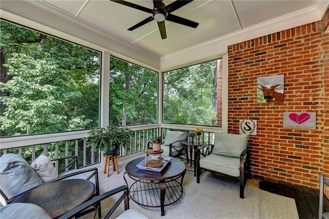 10020 Normandy Ln, Suwanee, GA 30024 - sunroom / solarium featuring ceiling fan and outdoor lounge area