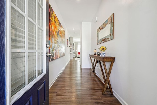 hall featuring dark hardwood / wood-style flooring