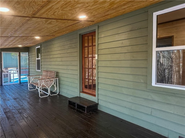 deck featuring a porch
