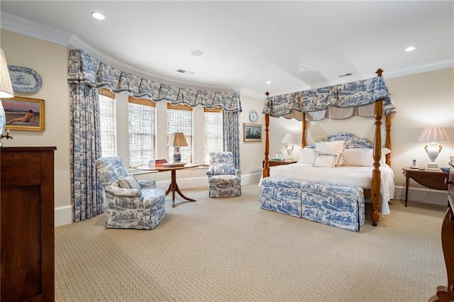 122 Old Ivy Rd NE Unit 17, Atlanta, GA 30342 - carpeted bedroom with ornamental molding, baseboards, and recessed lighting