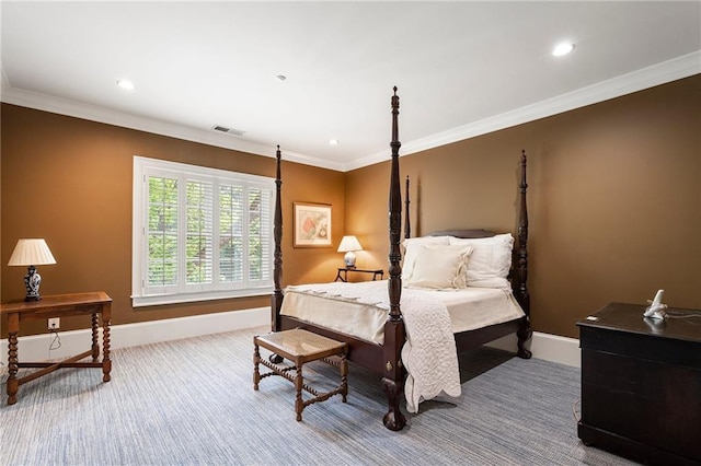 122 Old Ivy Rd NE Unit 17, Atlanta, GA 30342 - bedroom featuring carpet floors, crown molding, baseboards, and recessed lighting