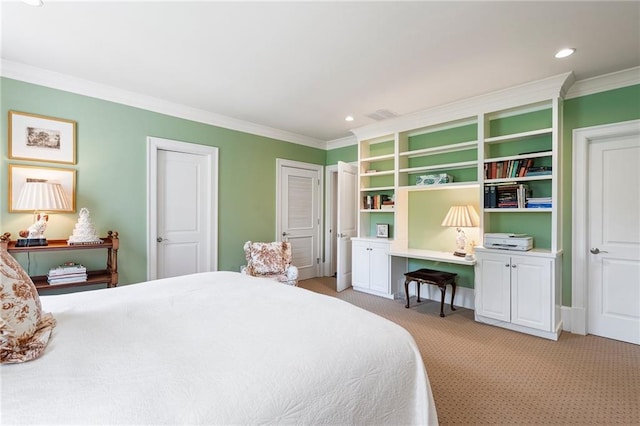 122 Old Ivy Rd NE Unit 17, Atlanta, GA 30342 - bedroom featuring light colored carpet, crown molding, and recessed lighting