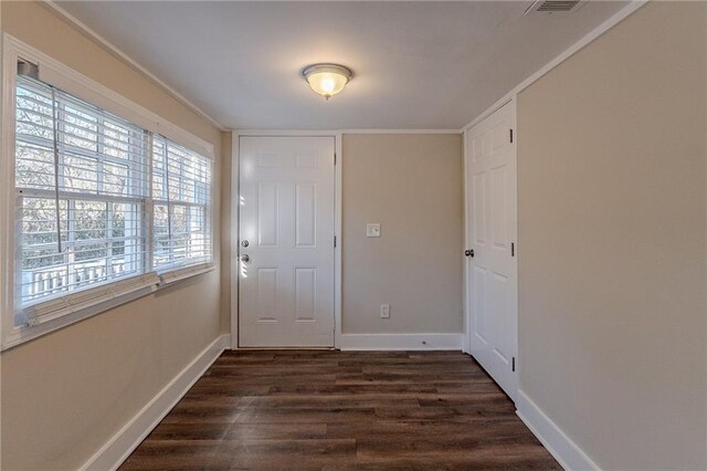 entrance foyer featuring dark hardwood / wood-style flooring