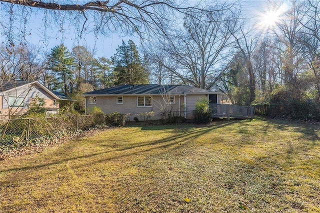 view of yard featuring a deck