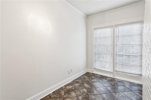 unfurnished room featuring crown molding and a healthy amount of sunlight