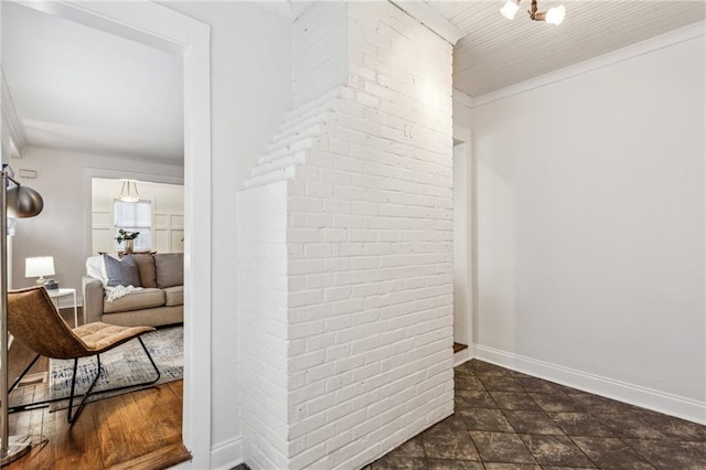 hallway with crown molding