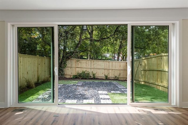 doorway featuring hardwood / wood-style floors