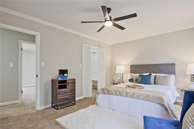 783 Lost Creek Cir, Stone Mountain, GA 30088 - carpeted bedroom featuring crown molding, baseboards, and a ceiling fan