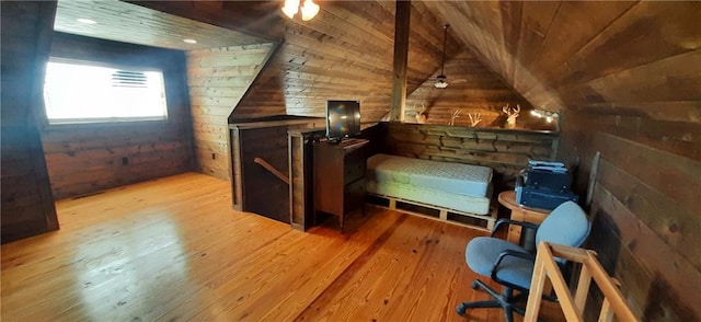 1251 Bar T Ranch Rd, Talking Rock, GA 30175 - sitting room with wooden walls, wood-type flooring, and lofted ceiling