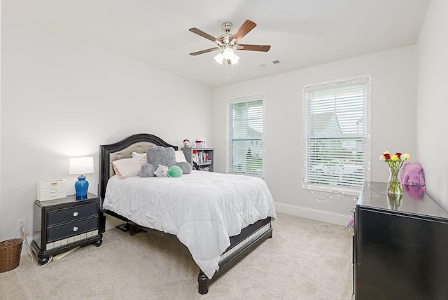895 Garnet Dr, Acworth, GA 30101 - bedroom featuring light carpet and ceiling fan