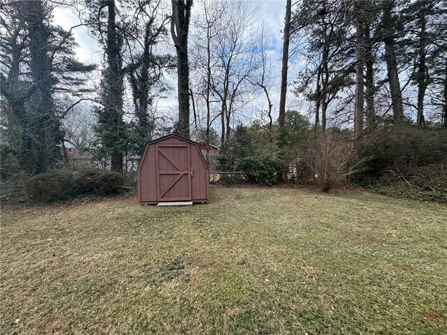 view of yard with a storage unit